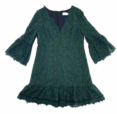 #ad #ad Eliza J Women’s Emerald Green Lace Bell Sleeve Cocktail Dress Size 14 $49.20
