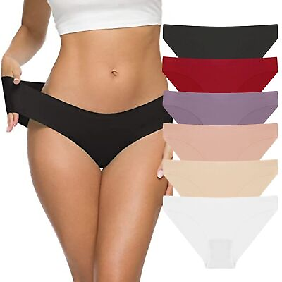 #ad #ad 6 Pack Womens Seamless Bikini Invisible Panties Silky Underwear Briefs Panty $12.34