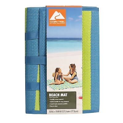 #ad Lightweight Turquoise Green Beach Mat with Carry Straps 70quot;x70quot; $19.98