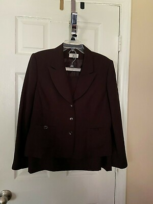 #ad Womans Stresa Brown Skirt Suit Size 16P $42.50