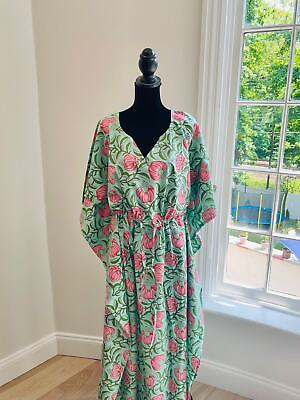 #ad Cotton CaftanDress For to be Moms Beach Cover ups Long Floral Kaftan $37.99