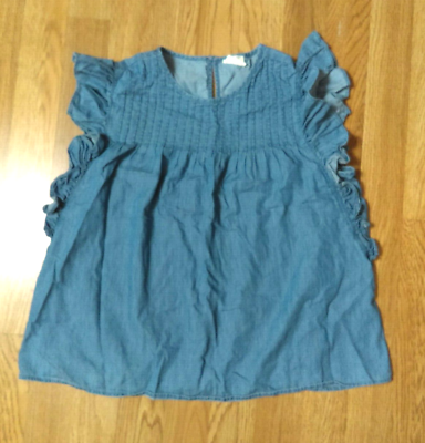 #ad #ad Crew cuts Chambray Blue Ruffle Sleeves Summer Dress Girls Kids Size XL $7.00