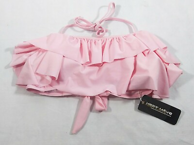 #ad Heat Move Womens Pink Ruffle Bikini Top Size M NWT $6.29