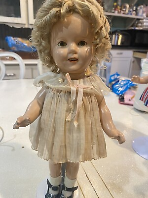 #ad Original 1930#x27;s Shirley Temple 13quot; Doll with Reproduction Pin Original dress $225.00