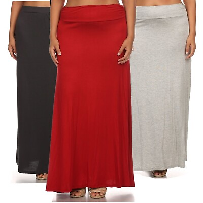 #ad 3 Pack Long Skirts for Women Fall Winter High Waist Fold Over Maxi Made in USA $29.00