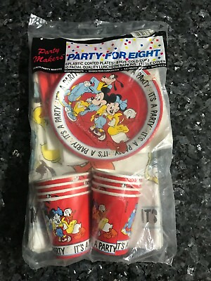 #ad IT#x27;S A PARTY Vintage 80s Disney Party For Eight Package Kit Mickey Minnie Mouse $53.99