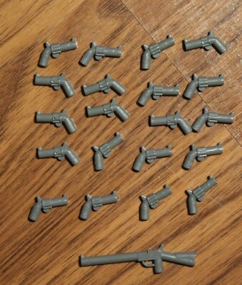 Lego 21pc total Dark Gray Weapon Gun Rifle 1 30141 plus 20 Pistol Revolver $6.99