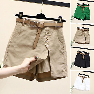 #ad Women Skirt Shorts High Waist Button Above Knee Length Pockets Soft Streetwear $17.68