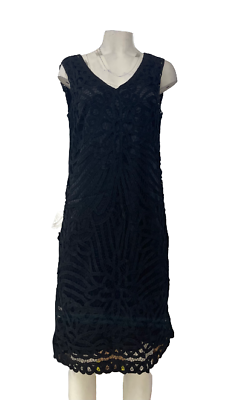 #ad Ralph Lauren Women#x27;s Cocktail Dress Black Velvet Lace Sleeveless $50.00