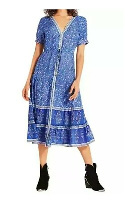 #ad Womens BOHO Peasant Dress Size X small to small Blue $19.99