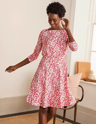 #ad BODEN Nellie Jersey Dress red floral flippy skirt dresses Uk Size 12L GBP 34.99
