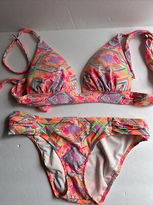 #ad Victoria Secret Bikini Set Small Multi Pinks and Reds Small $35.00