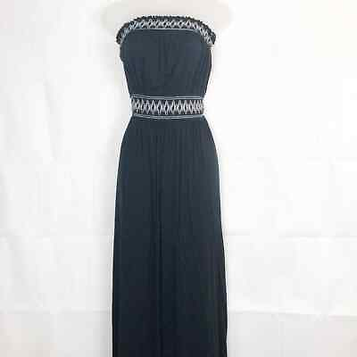 Dynamite Embroidered Women#x27;s Strapless Black Maxi Dress Size S $12.93
