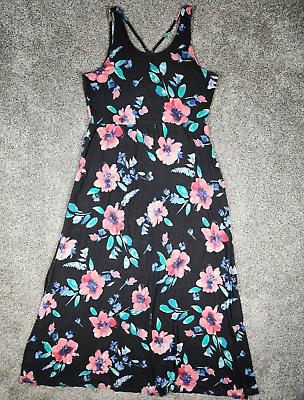 #ad Sleeveless V Neck Long Maxi Dress With Side Slits Womens Size Large Floral $15.90