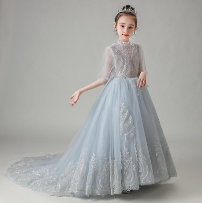 #ad Elegant Kid Girl Embroidery Princess Dress For Party Evening Gown Tulle Vestidos $88.54