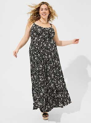 #ad Torrid Maxi Dress Tiered Celestial Moon Black NWT New 2X $79.50
