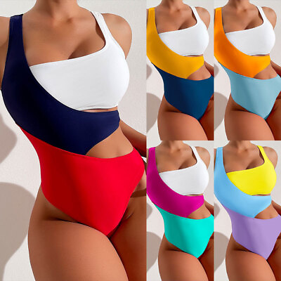 #ad Women Sexy Hollow Out Bandage One Piece Swimsuit Push Up Swimwear Bathing Suit $19.73