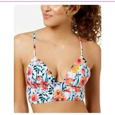 #ad Hula Honey Women#x27;s Bikini Push up Top White Floral Medium $16.98