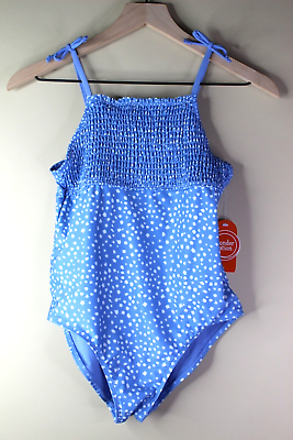 Wonder Nation Girls Blue Polka Dot 1 Piece Cool Peri Swimsuit Size XL 14 16 $14.99