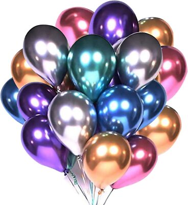 #ad 50 100 Pcs 12quot; Metallic Balloons Multicolor Latex Birthday Wedding Party Décor $6.79