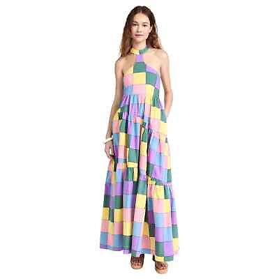 #ad S W F Centered Halter Neck Tiered Maxi Dress Large Women#x27;s Cuixmala Multicolor $183.00