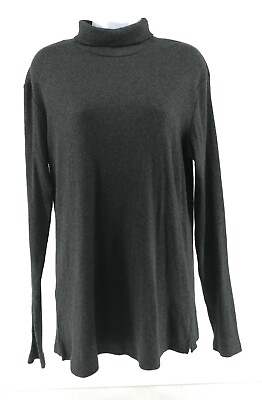 #ad Womens Junior Plus 3X Ambiance Long Sleeve Turtleneck Top Charcoal Gray $94.00