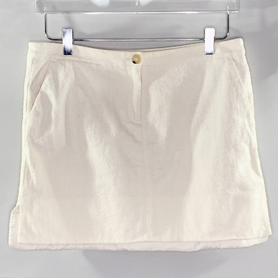 #ad Tory Burch 4 Beige Textured A Line Mini Skirt 100% Cotton Pocket Back $22.40