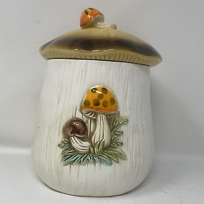 #ad Vintage Merry Mushroom Canister Sears and Roebuck 1978 Japan 8.5quot; Cookie Jar $44.95