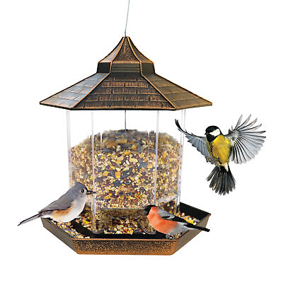 Sun Joe SJ WBFX BRZ Wild Bird Hanging Feeder Bird Seed amp; Nut Capacity Bronze $11.99