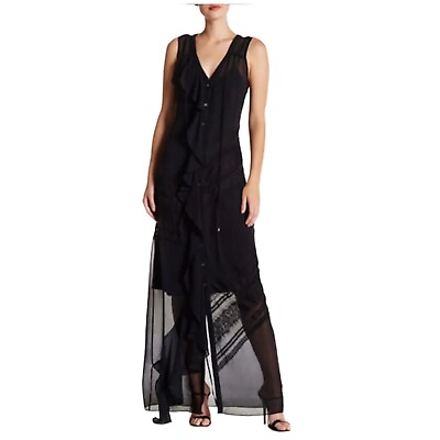 #ad Haute Hippie Silk Sheer Maxi Dress Size XS Black Party Cocktail Elegant $290.00