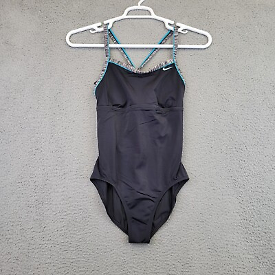 #ad #ad Nike Swimsuit Women’s Medium Black One Piece Spaghetti Cross Strap Bathing Suit $18.60