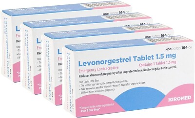 #ad 4pk XIROMED Emergency Contraceptive Tablet Compare 2 Plan B One Step Exp 06 2024 $9.99