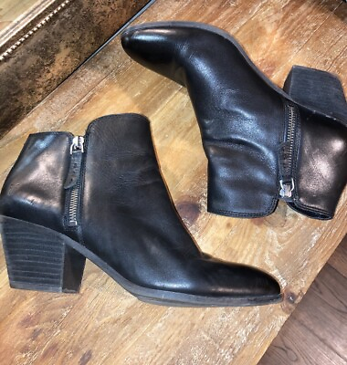 #ad Frye Womens Boots Black Judith Zip Leather Booties Ankle Size 8.5 $49.87