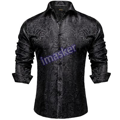 #ad Luxury Men#x27;s Long Sleeve Party Dress Shirts Casual Male Clothing Slim Fit Shirt $35.00