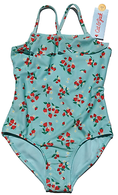 Cat amp; Jack Girls L 10 12 Blue Sweet Strawberries One Piece Swimsuit UPF 50 $15.95