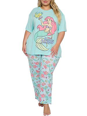 #ad Women#x27;s Plus Size The Little Mermaid Ariel Pajama Set T Shirt amp; Pants Disney $39.99
