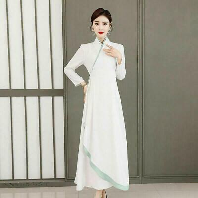 #ad Womens Wrap Maxi Dress Long Sleeve Chinese Hanfu Cheongsam Qipao $41.49