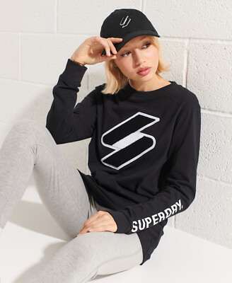 Superdry Womens Superdry Womens Code Logo Chenille Long Sleeve Top $19.98