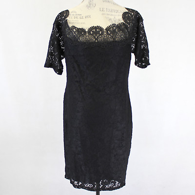Lilian Woman Lined Lace Knit Stretch Sheath Little Black Dress 2X 2XL $49.99