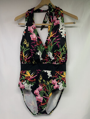 #ad GILI Got It Love It Floral Halter One Piece Swimsuit Plus Size Womens Size 16 $29.00