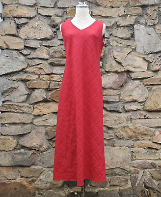 DORBY Women#x27;s Large Dress RED MAXI Sleeveless Casual QUALITY LINEN FEEL $11.55