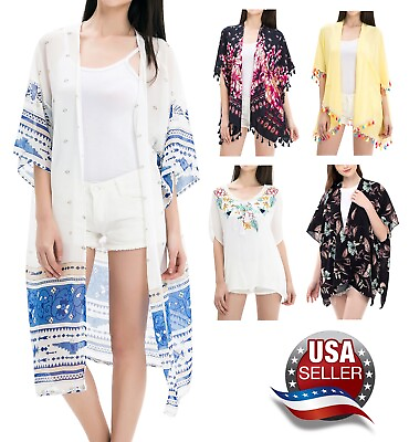 #ad #ad Beach Cover Up For Women Lightweight Kimono Swimwear Shawl Wrap *US Seller* $12.95