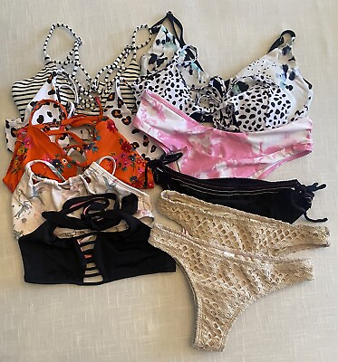 #ad #ad Bikini Swimwear Lot Bathing Suits Top Bottom Shein Pink Hollister XS S 11 Piece $19.95