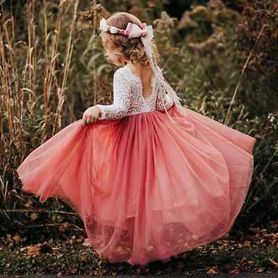 #ad Princess Party Lace Flower Girl Dress Baby Kids Summer Birthday Dresses Clothing $38.55