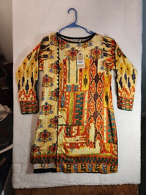 #ad Edenrobe Midi Sundress Medium Womens Pakistan Printed Multicolor NWT $24.99