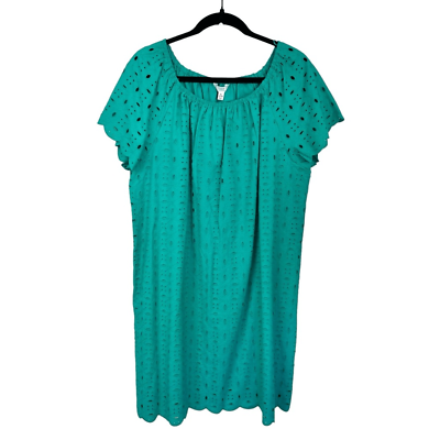 #ad New Time and True Green Eyelet Summer Dress XL $25.00
