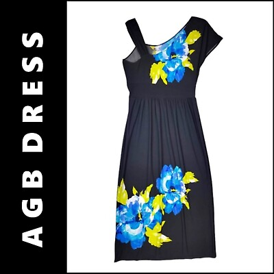 #ad #ad AGB Black Maxi Dress Size 1X Women Sleeveless Floral Empire Waist $27.75