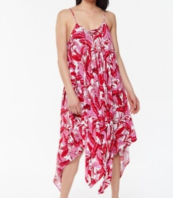 #ad Jessica Simpson Small Swimsuit Cover Up Dress Pink Floral Ruffle $88 NEW $10.00