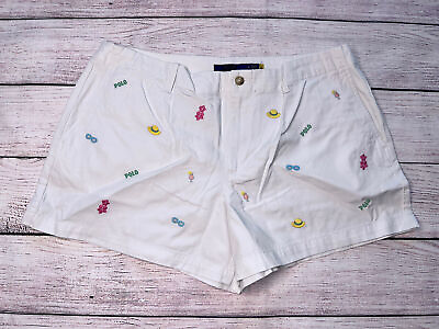 NWT Polo Ralph Lauren Women#x27;s Shorts White Beach POLO Embroidered Shorts $29.69