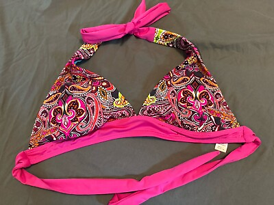 #ad Womens Athleta Swimsuit Bikini Halter Top Pink Paisley Print Size XS $8.89